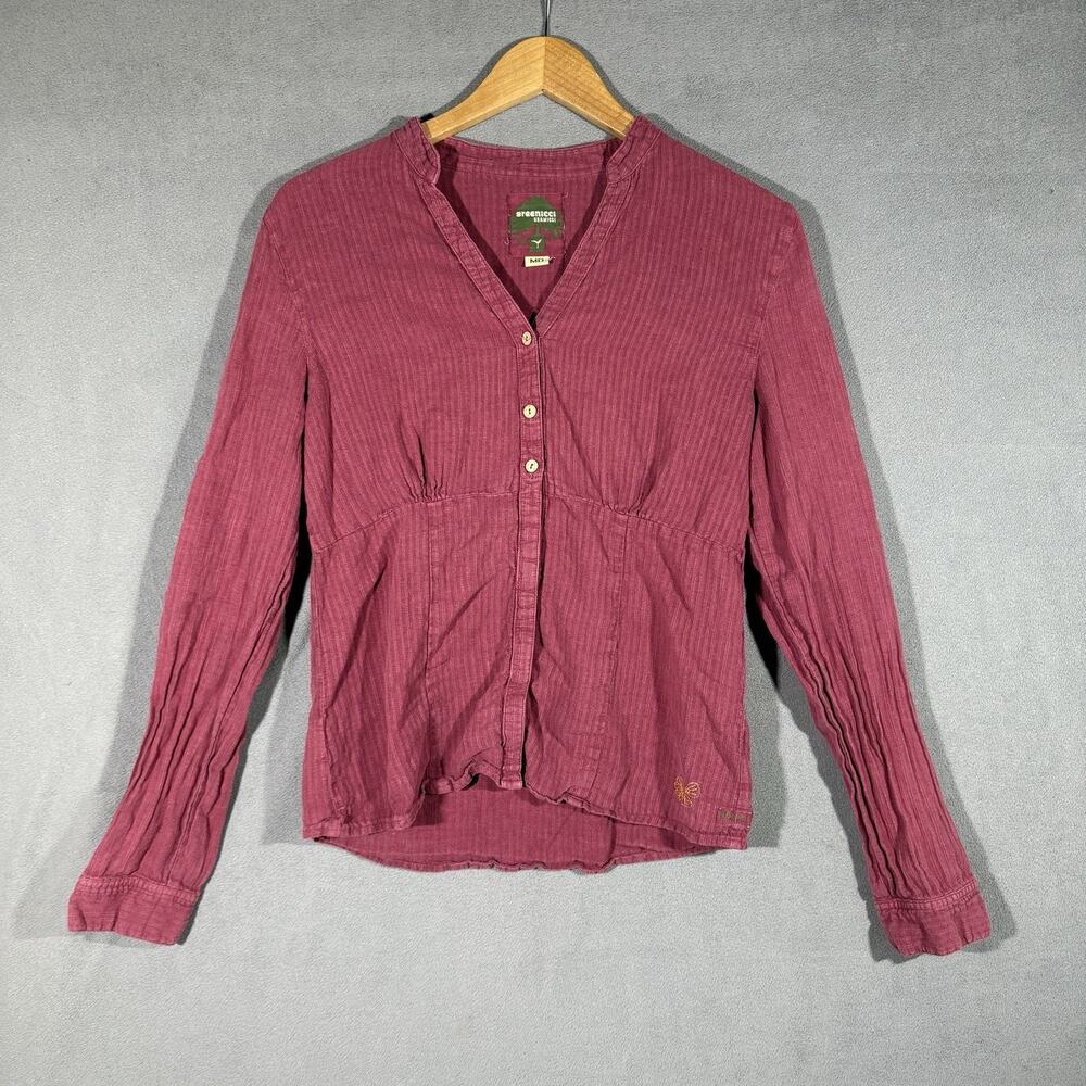 Gramicci Greenicci Organic Women’s Medium Pink Button Front Long Sleeve Top